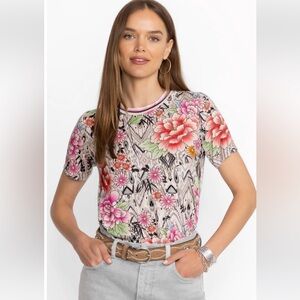 Johnny Was Pink Graphic Short Sleeve T-Shirt